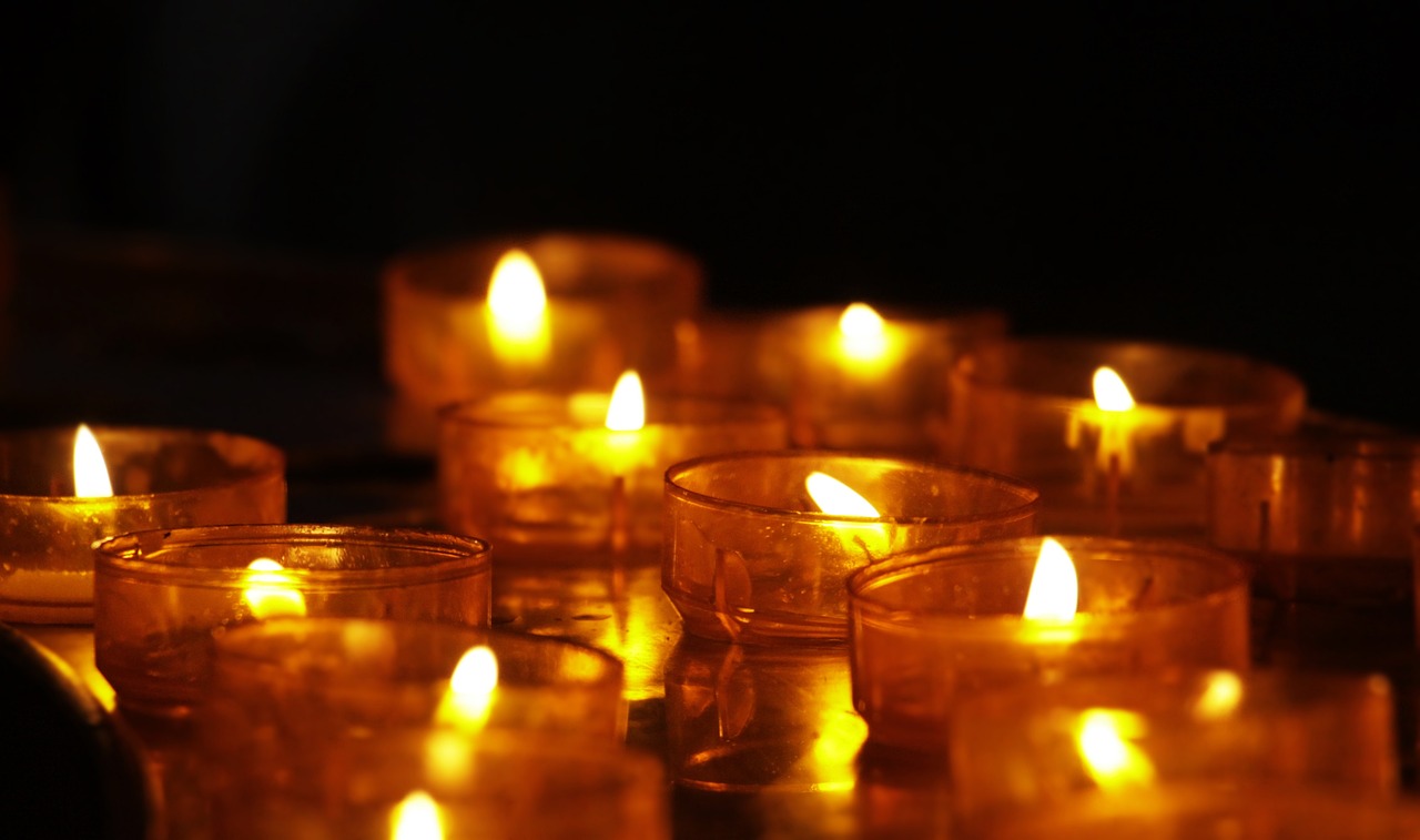 Close up of lit candles